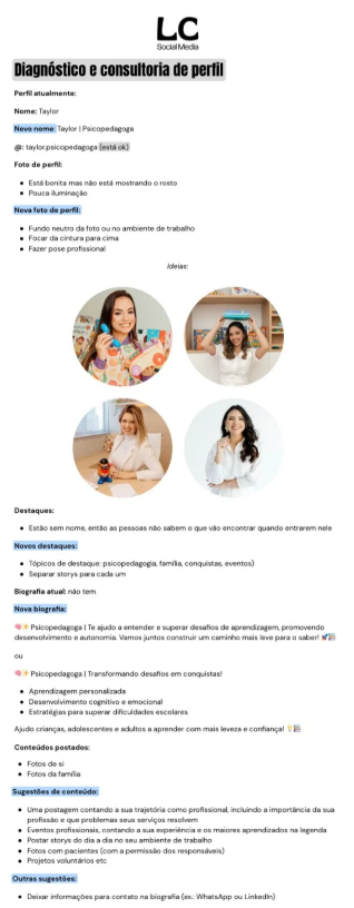 Modelo do documento de Diagnóstico de Perfil